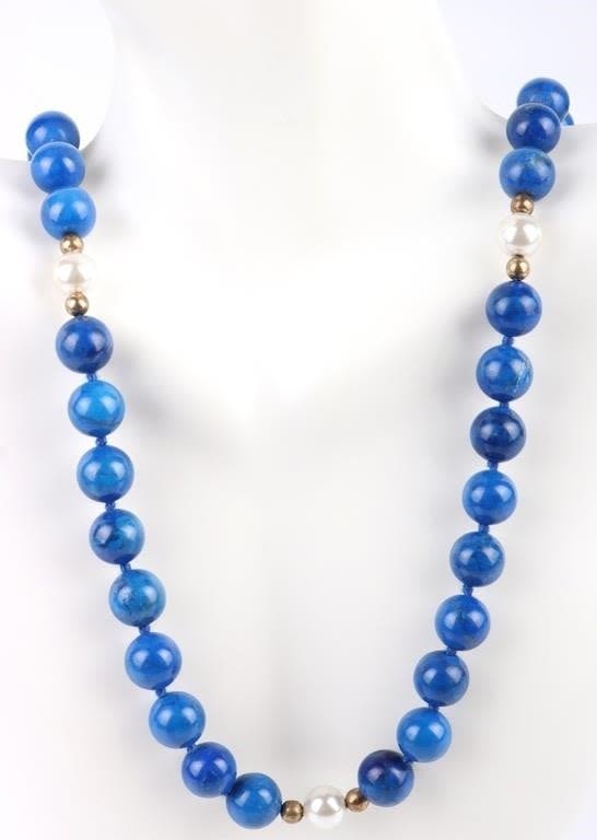 Lot 178221: BLUE LAPIS POLISHED BEADED LADIES NECKLACE
