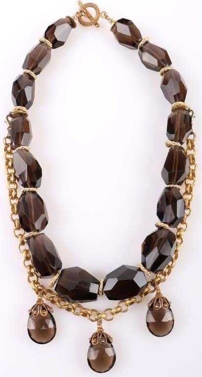 Lot 178222: DARK SMOKEY TOPAZ HEAVY BEADED LADIES NECKLACE
