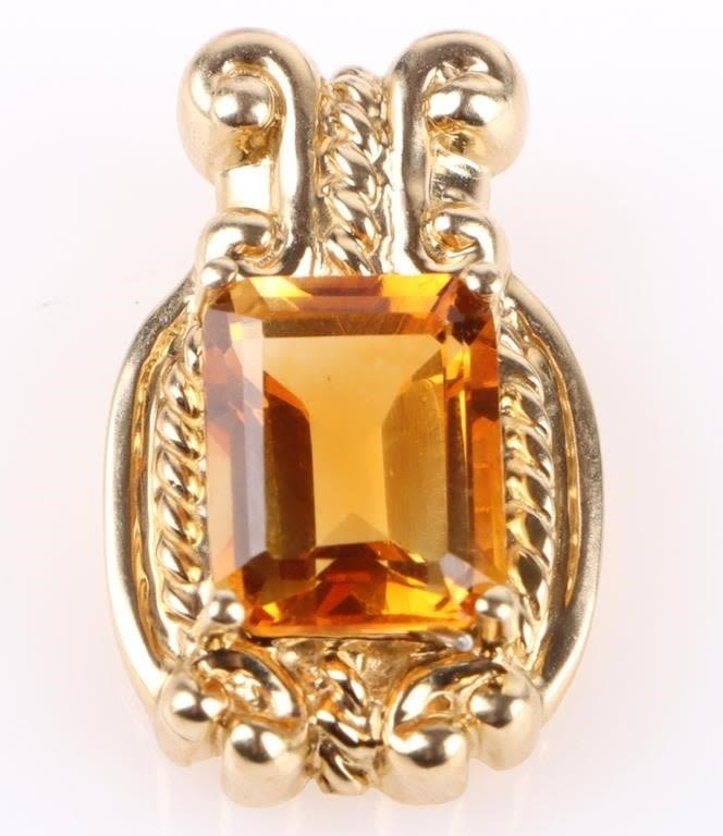 Lot 178234: 14K YELLOW GOLD CITRINE UNISEX PENDANT