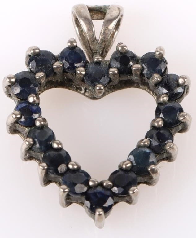 Lot 178242: STERLING SILVER BLUE SAPPHIRE HEART PENDANT