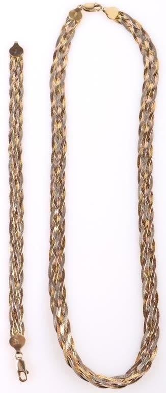 Lot 178254: TRI-COLOR BRAIDED STERLING SILVER MATCHING SET
