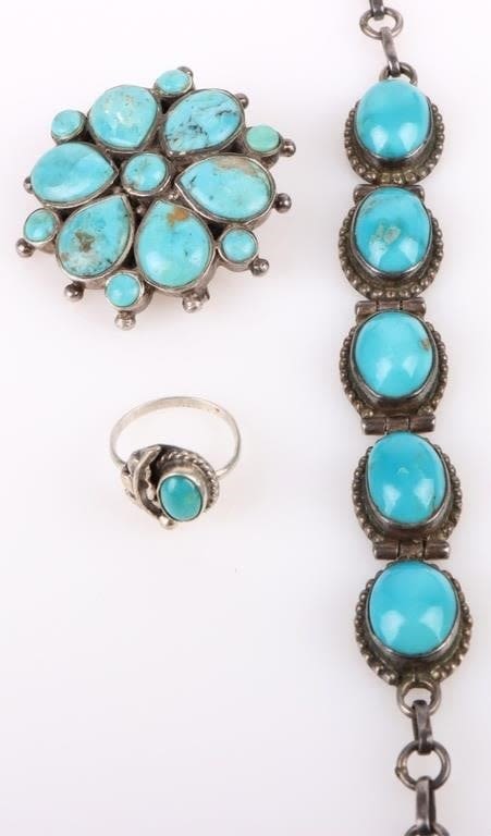 Lot 178258: STERLING SILVER TURQUOISE SOUTHWEST JEWELRY
