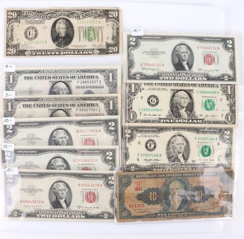 Lot 178264: US & BRAZIL COLLECTIBLE CURRENCY BILLS - LOT OF 10