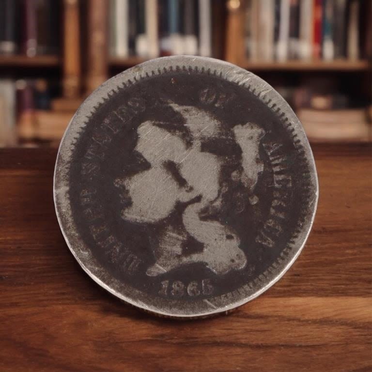 Lot 178266: 1865 P COPPER NICKEL 3 CENT PIECE VG CONDITION