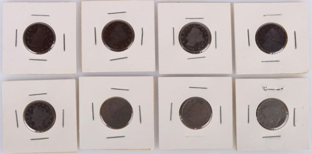 Lot 178267: ASSORTED LIBERTY "V" NICKELS (1900-1912) - (8)