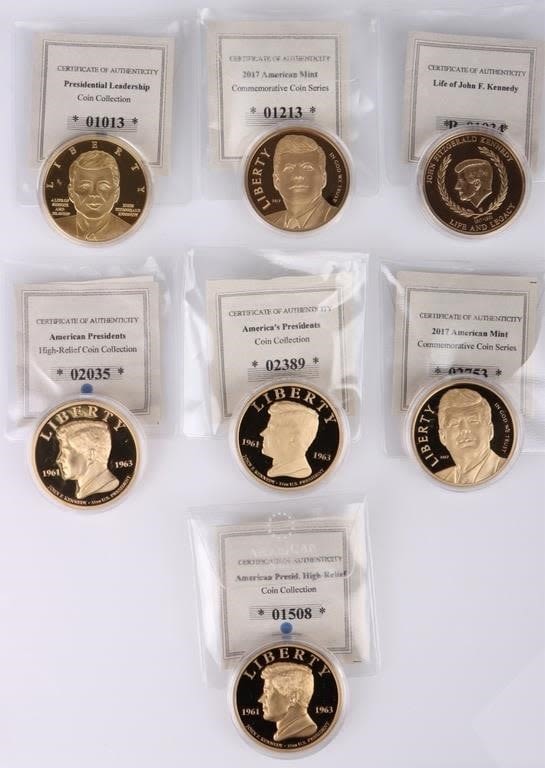 Lot 178269: JOHN F. KENNEDY U.S. MINT COMMEMORATIVE COINS -(7)
