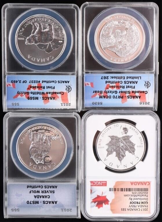 Lot 178282: 1.0OZ SILVER CANADIAN GRADED COINS - LOT OF 4