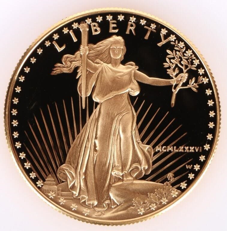 Lot 178295b: 1986-W ULTRA CAMEO PROOF $50 AMERICAN GOLD EAGLE