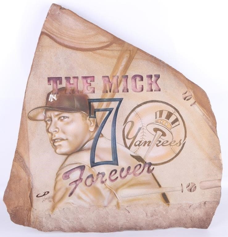 Lot 178310: MICKEY MANTLE ORIGINAL CARVING BY GARY LONGORDO
