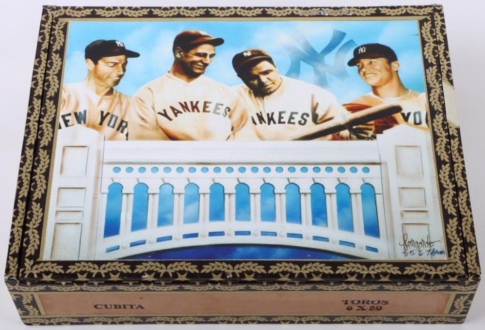 Lot 178312: GARY LONGORDO NY YANKEES ORIGINAL CIGAR BOX ART
