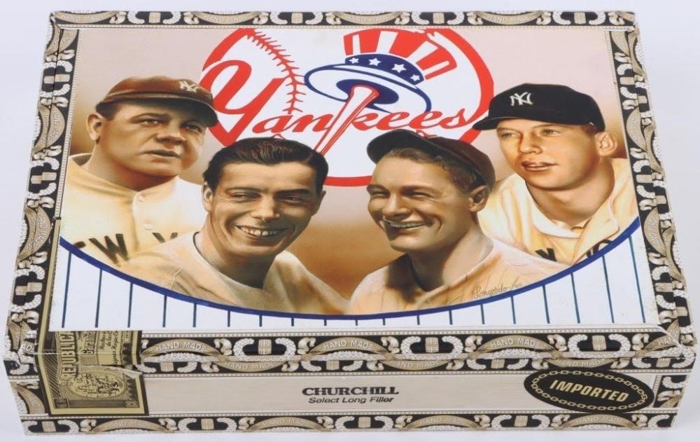 Lot 178313: GARY LONGORDO NY YANKEES ORIGINAL CIGAR BOX ART