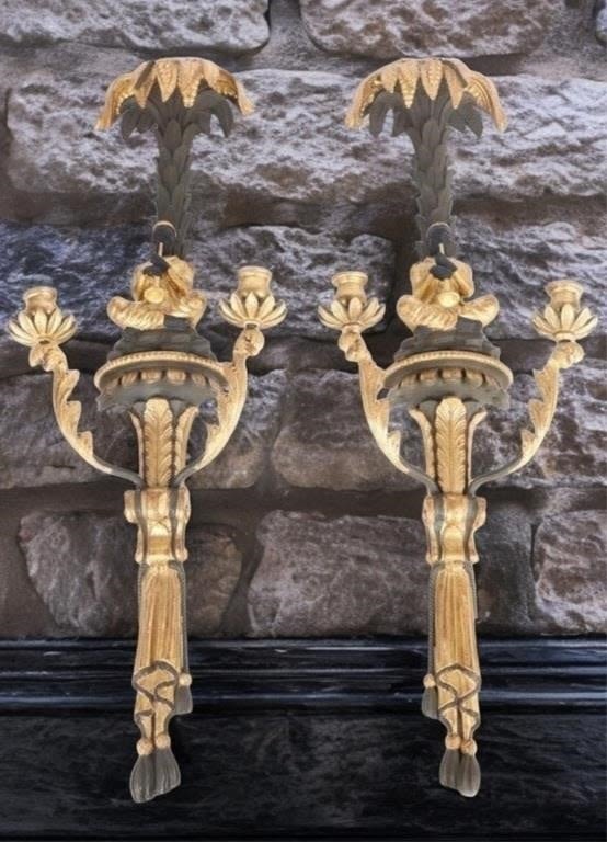 Lot 178379: NUBIAN GOLD LEAFED SCONCES WALL FIXTURES (2)