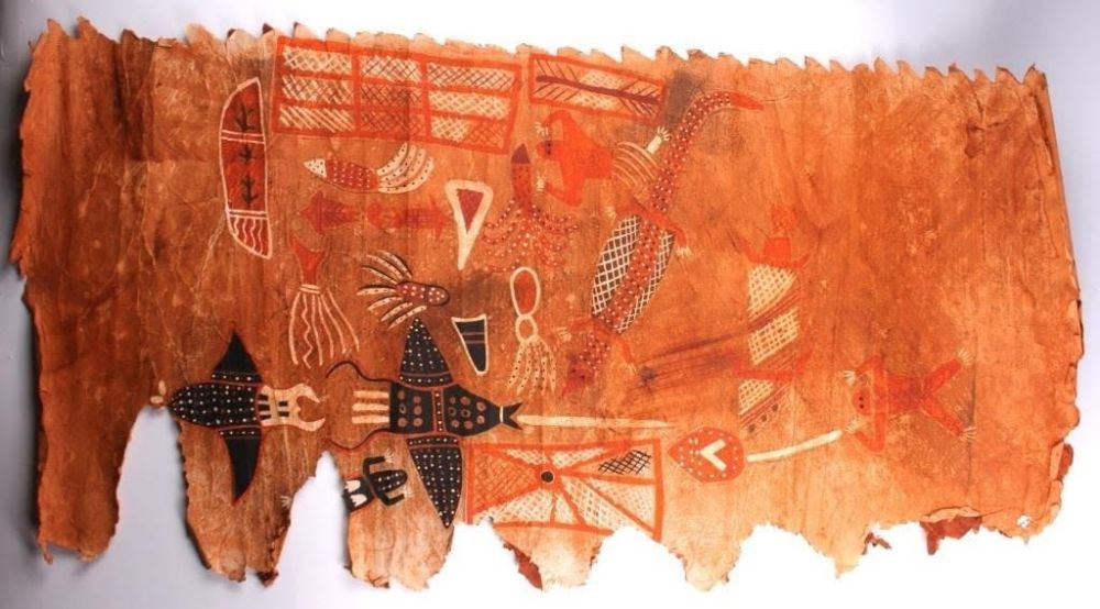 Lot 178403: TAIWAN NATIVE ABORIGINES HAND-PAINTED SCROLL