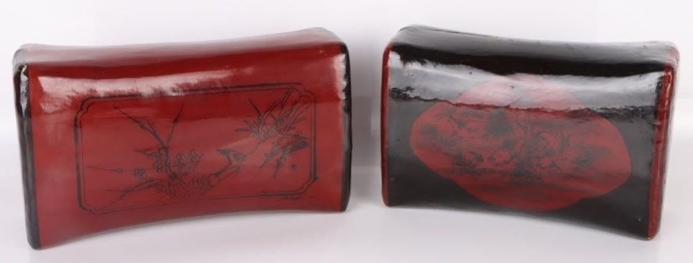Lot 178411: ANTIQUE ASIAN LACQUERED OPIUM NECK RESTS - 2
