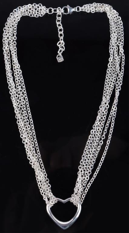 Lot 178200: .999 SILVER MULTI-CHAIN HEART NECKLACE