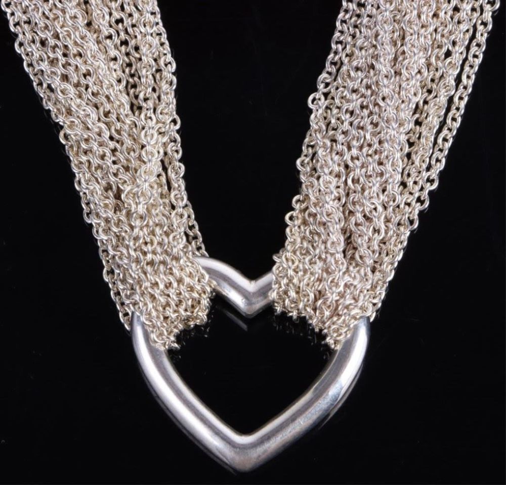 Lot 178200a: TIFFANY & CO. SILVER MESH LADIES HEART NECKLACE