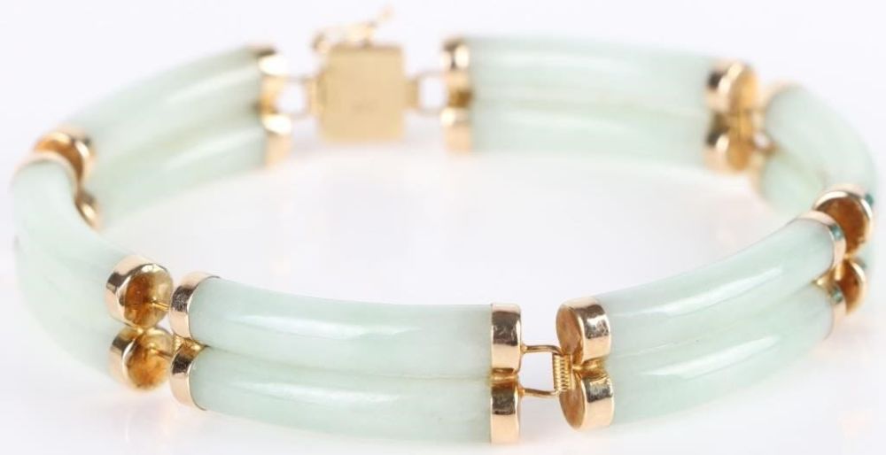 Lot 179160: JADEITE 14K YELLOW GOLD LADIES BRACELET