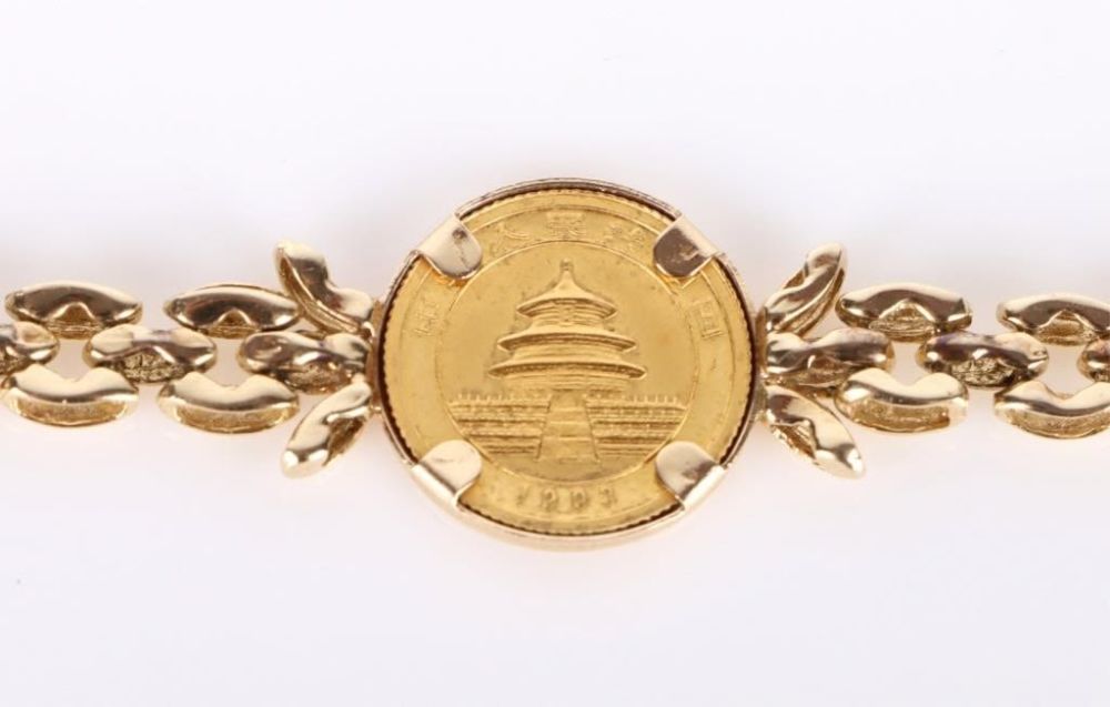 Lot 179163: FINE GOLD 1/20OZ 5 COIN INSET IN 14K GOLD BRACELET