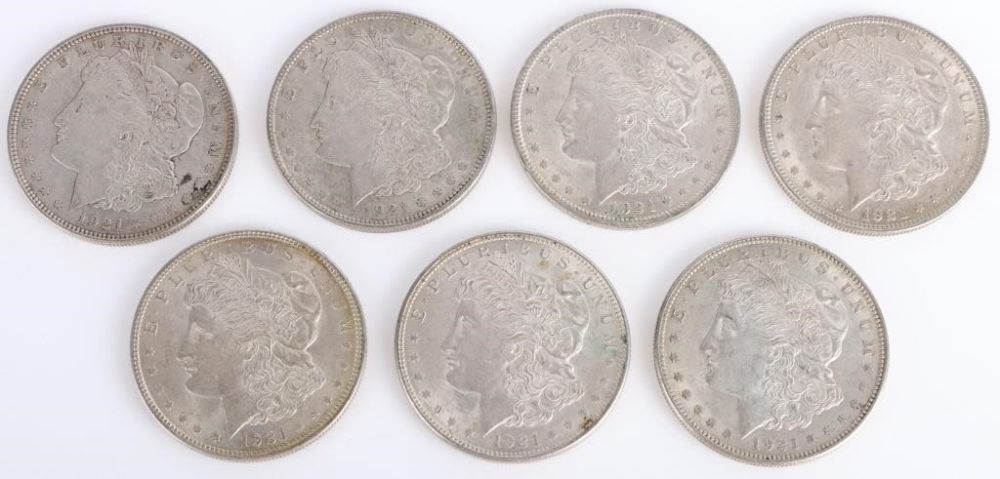Lot 179178: HIGH GRADE 1921 P MORGAN SILVER DOLLARS - (7)