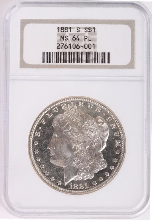 Lot 179179: 1881 S MS-64 PL MORGAN SILVER DOLLAR
