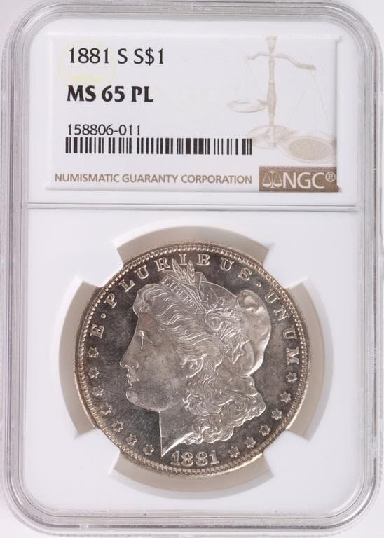 Lot 179183: 1881 S MS-65 PL NGC MORGAN SILVER DOLLAR
