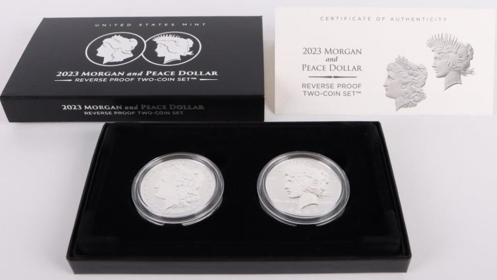 Lot 179186: 2023 S REVERSE PROOF MORGAN & PEACE DOLLAR SET