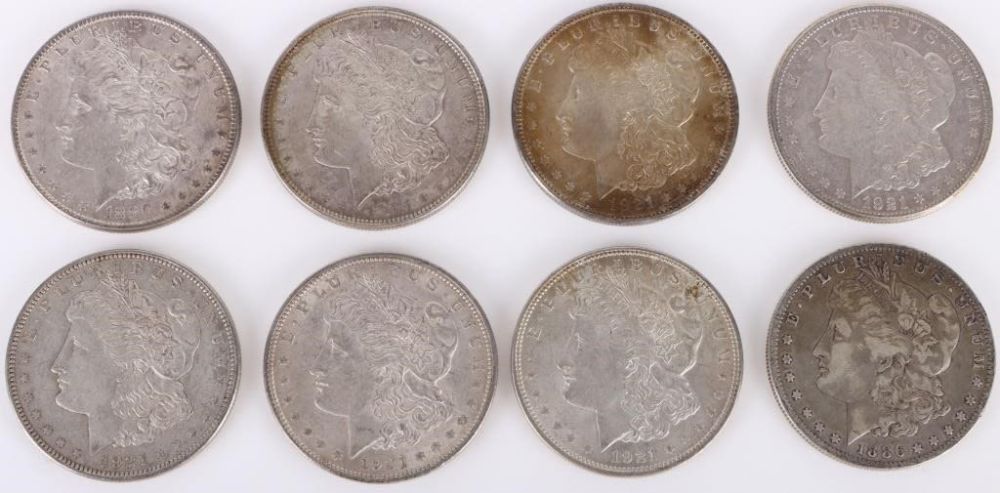 Lot 179187: 90% SILVER US MORGAN SILVER DOLLARS - LOT OF 8