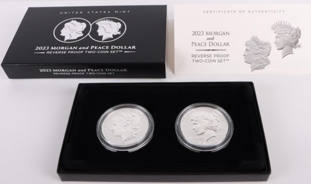 Lot 179194: 2023 S REVERSE PROOF MORGAN & PEACE DOLLAR SET
