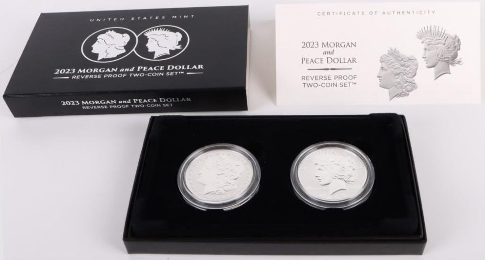 Lot 179195: 2023 S REVERSE PROOF MORGAN & PEACE DOLLAR SET