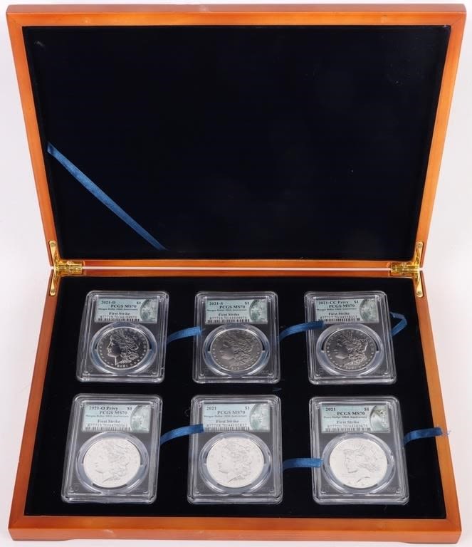 Lot 179203: 2021 PCGS MS-70 MORGAN/PEACE DOLLAR FULL SET - (6)