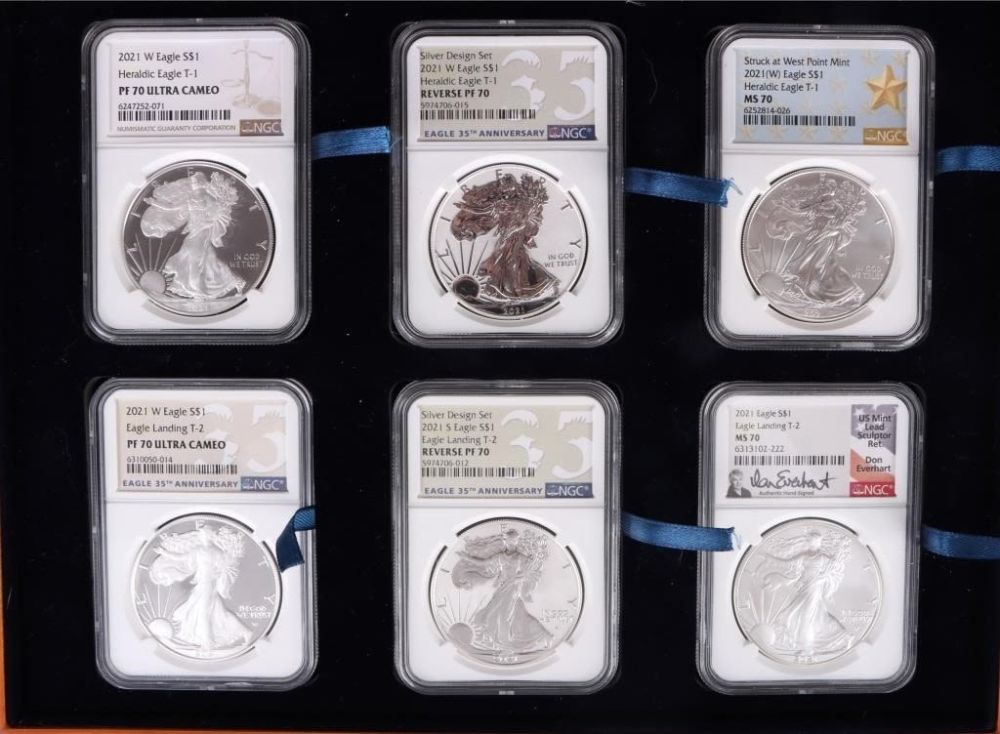 Lot 179206: 2021 NGC SILVER EAGLE COMMEMORATIVE SET - (6)