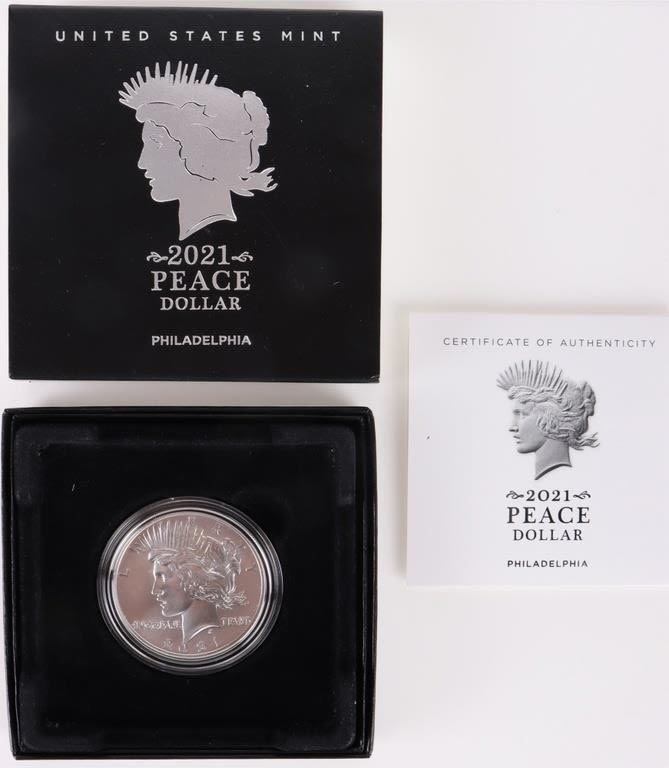 Lot 179214: 2021 PEACE PHILADELPHIA SILVER DOLLAR MINT 21XH