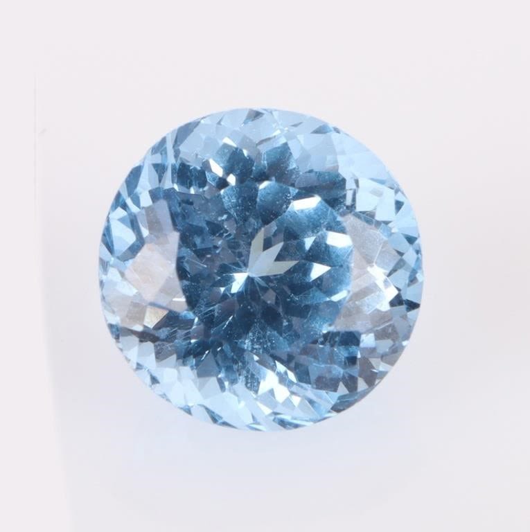 Lot 179277: 9.20CT BRILLIANT ROUND CUT BLUE TOPAZ GEMSTONE