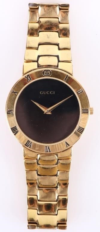 Lot 179351: VINTAGE GUCCI 3000.2.M MENS GOLD QUARTZ WATCH