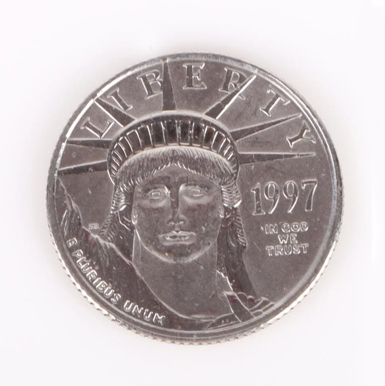 Lot 179390: 1997 AMERICAN EAGLE 1/10TH OZ PLATINUM COIN $10