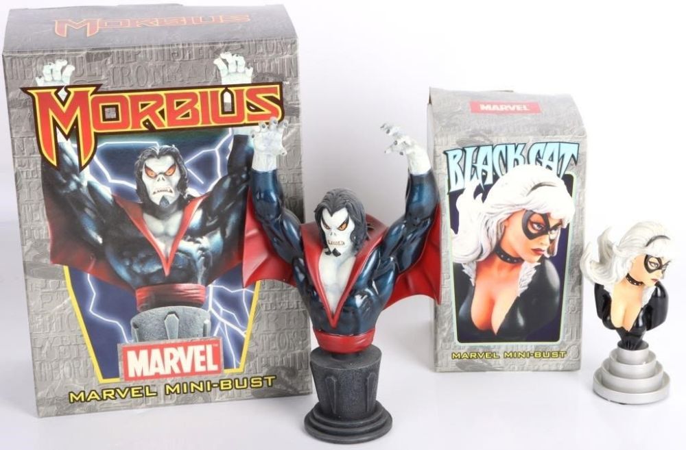 Lot 179400: BOWEN DESIGNS MORBIUS & BLACK CAT MINI BUSTS