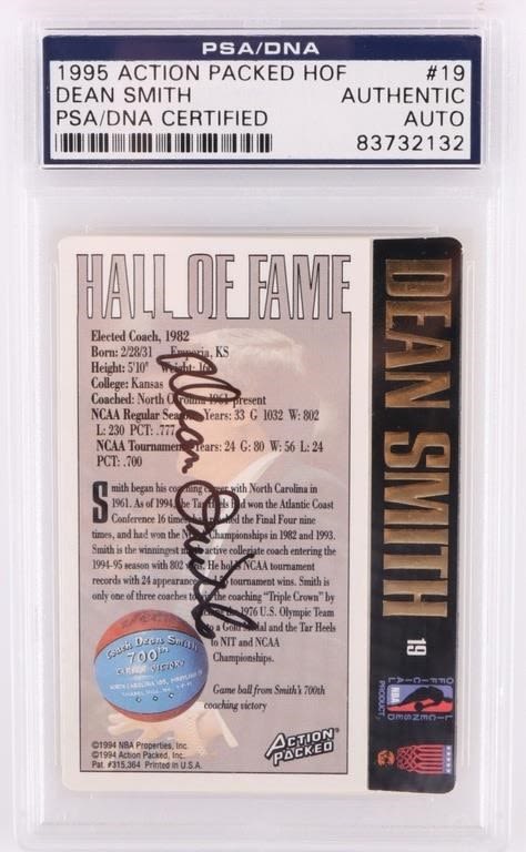 Lot 179409: 1995 ACTION PACKED HOF DEAN SMITH PSA CARD