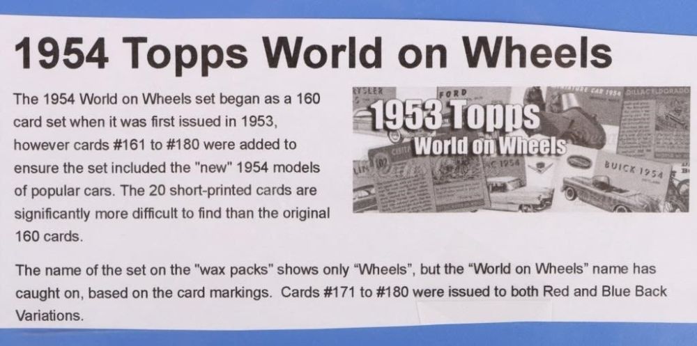 Lot 179412: 1954 TOPPS WORLD ON WHEELS NEAR COMEPLETE SET