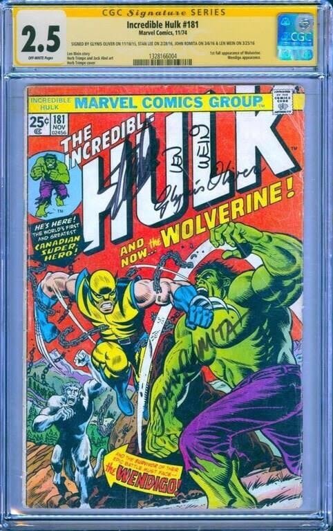 Lot 179167b: INCREDIBLE HULK #181 SIGNED STAN LEE, ROMITA, ETC
