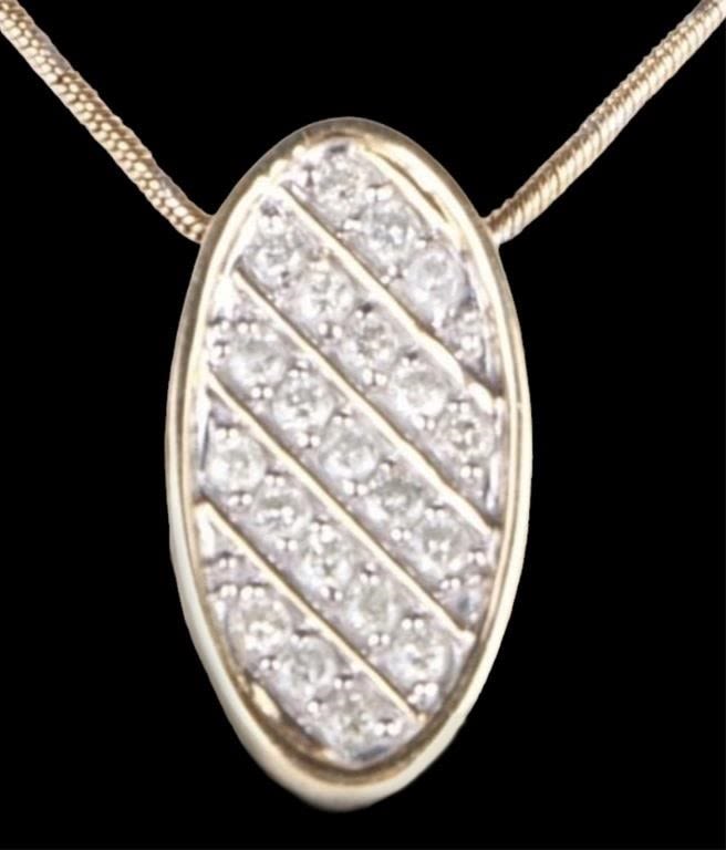 Lot 181214: 14K YELLOW GOLD OVAL DIAMOND LADIES NECKLACE