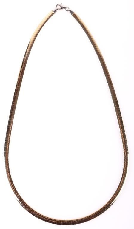 Lot 181222: 14K YELLOW & WHITE GOLD SNAKE CHAIN NECKLACE