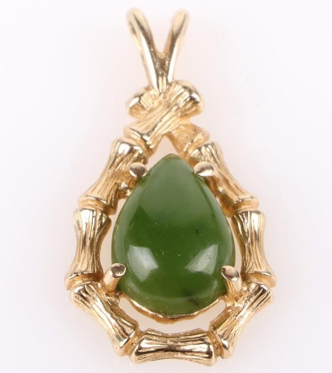Lot 181236: 14K YELLOW GOLD NEPHRITE LADIES PENDANT