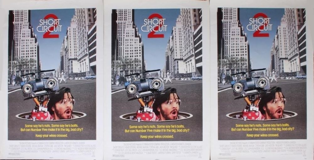 Lot 181391: 1988 SHORT CIRCUIT 2 ORIGINAL MOVIE POSTERS - (3)