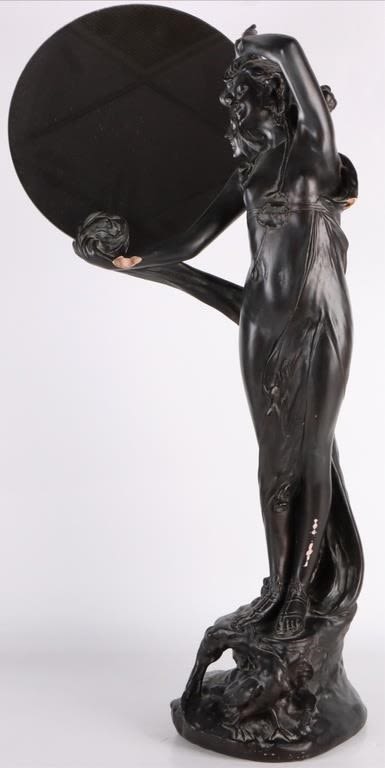 Lot 180205: VINTAGE ART NOUVEAU WOMAN HOLDING MIRROR STATUE