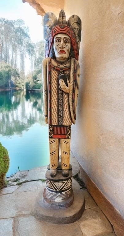 Lot 180218: 6.5 FT NATIVE AMERICAN CIGAR SHOP WOODEN STATUE