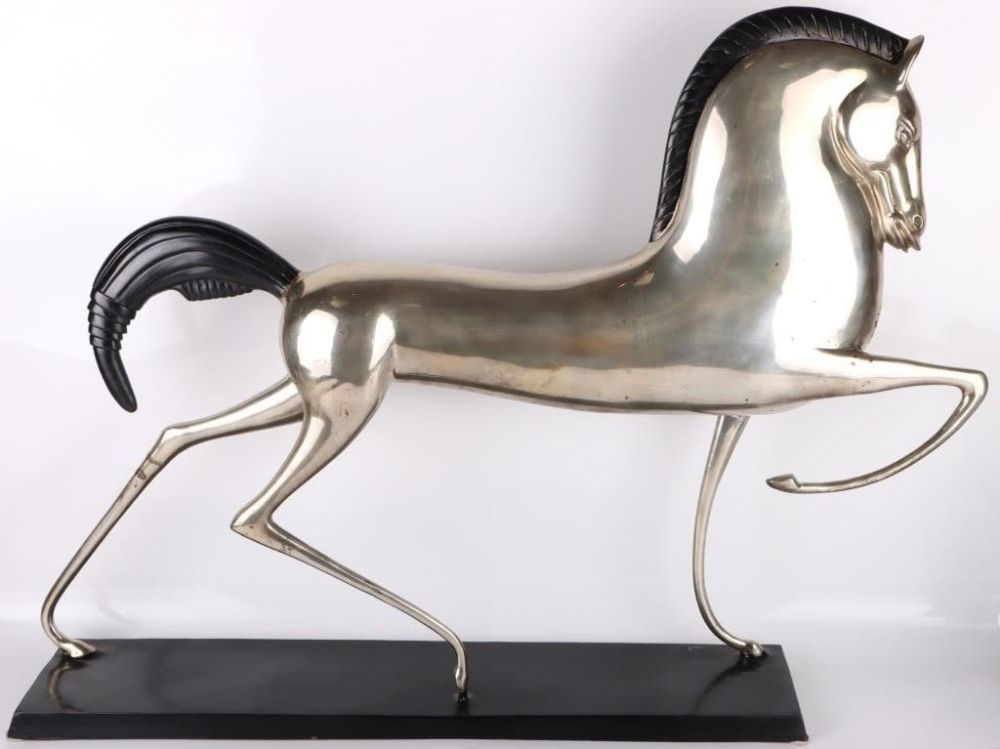 Lot 180224: 1920'S ART DECO STEEL HORSE LARGE SCULTURE