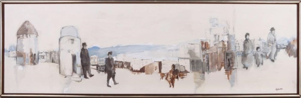 Lot 180242: E.A. BLAKE MID-CENTURY MODERN ABSTRACT CITYSCAPE
