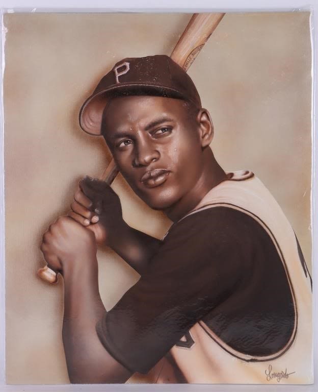 Lot 180259: BOBBY CLEMENTE ORIGINAL PAINTING BY GARY LONGORDO