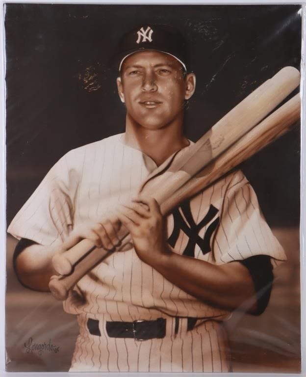 Lot 180260: MICKEY MANTLE ORIGINAL PAINTING BY GARY LONGORDO