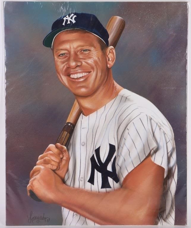 Lot 180261: MICKEY MANTLE ORIGINAL PAINTING BY GARY LONGORDO